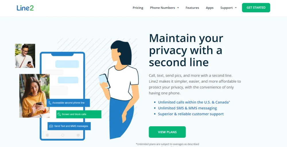 voip texting app: line2