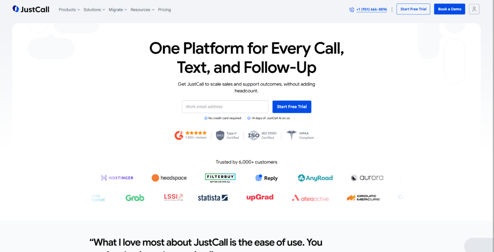 JustCall- Best for Enterprise Sales and Support Teams
