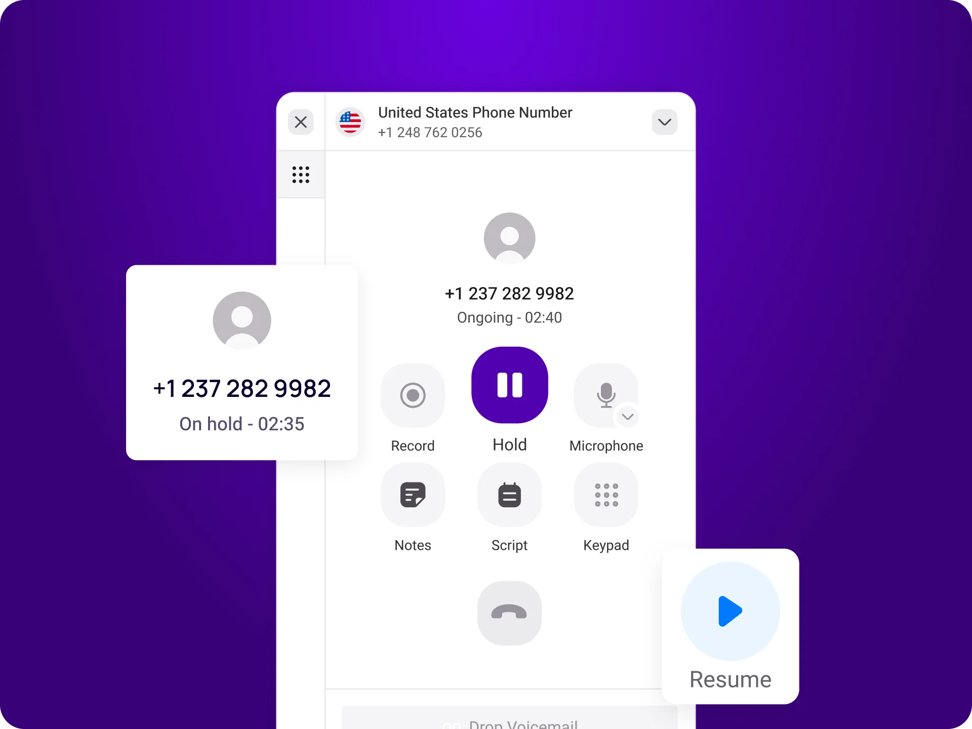 1-Click To Put Active Calls On Hold and To Resume It