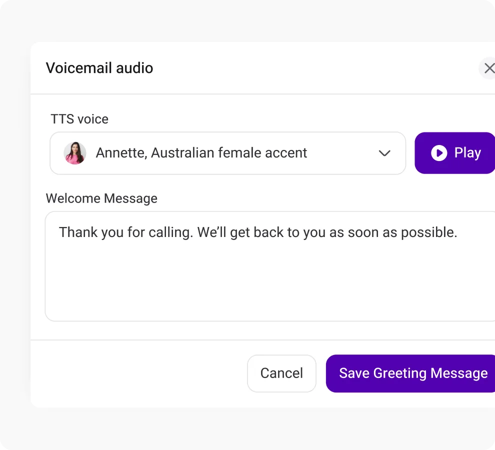 More feature Voicemail Greeting