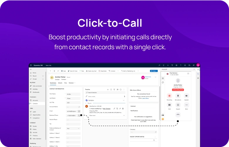 Boost productivity by initiating calls directly from contact records with a single click mobile img