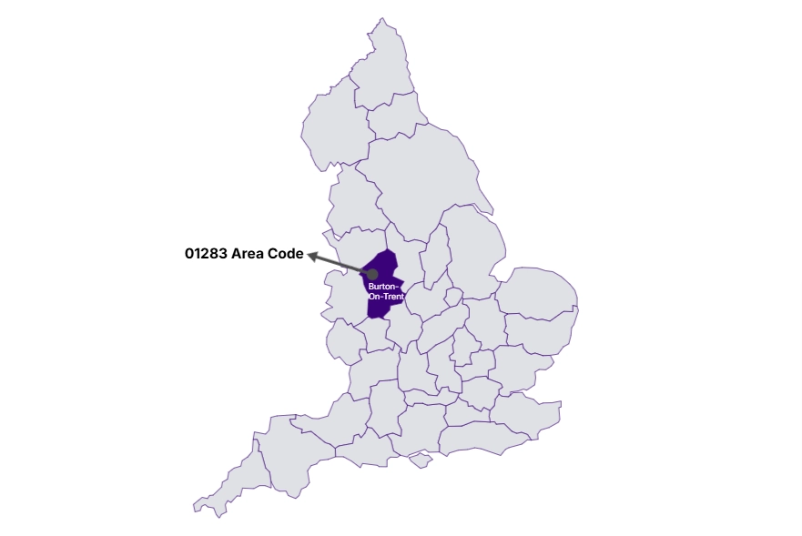 where is 01283 area code